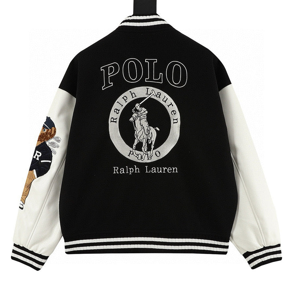 RALPH LAUREN Polo Pony Embroidery Patchwork Baseball Jacket