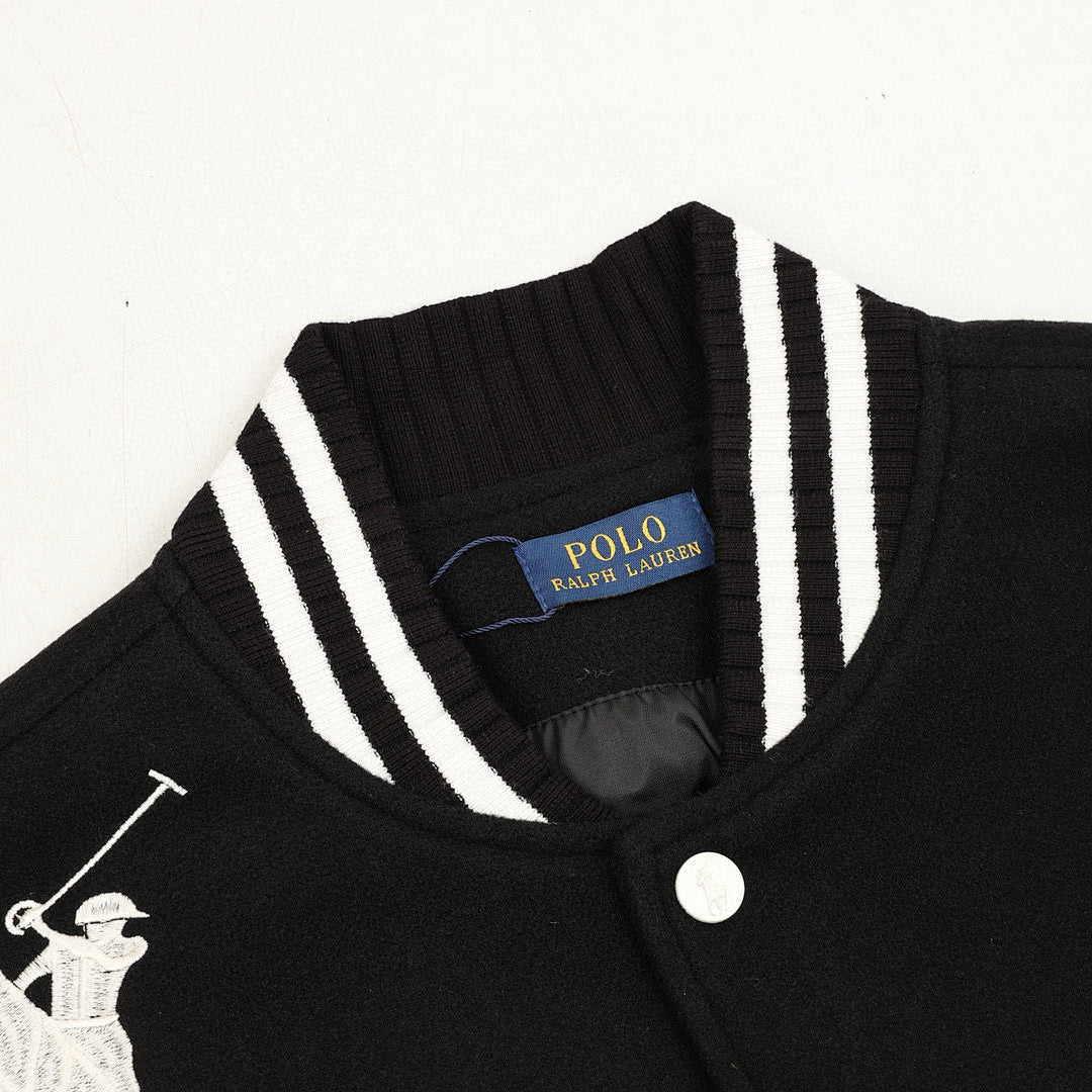 RALPH LAUREN Polo Pony Embroidery Patchwork Baseball Jacket