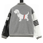 THOM BROWNE Four-Bar Multi-Embroidery Baseball Jacket