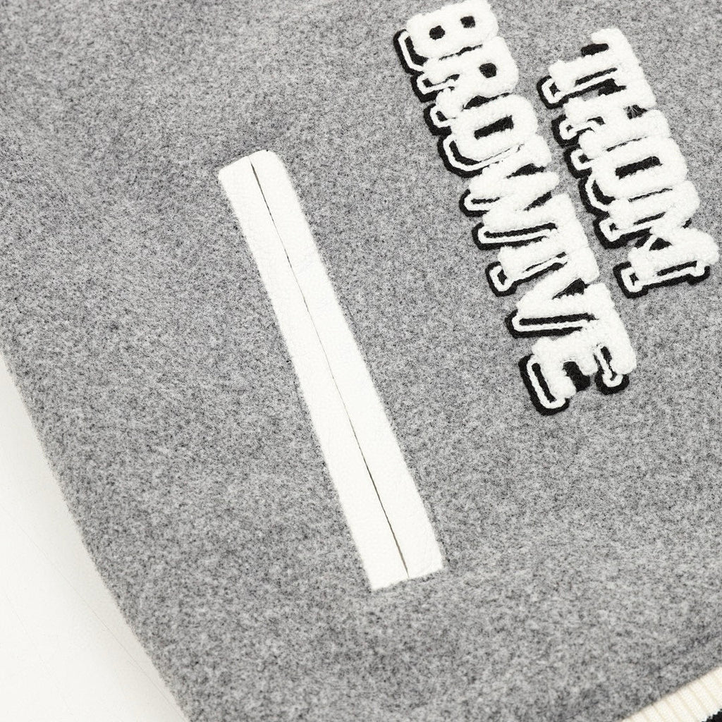 THOM BROWNE Four-Bar Multi-Embroidery Baseball Jacket