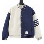 THOM BROWNE Four-Bar Patchwork Baseball Jacket