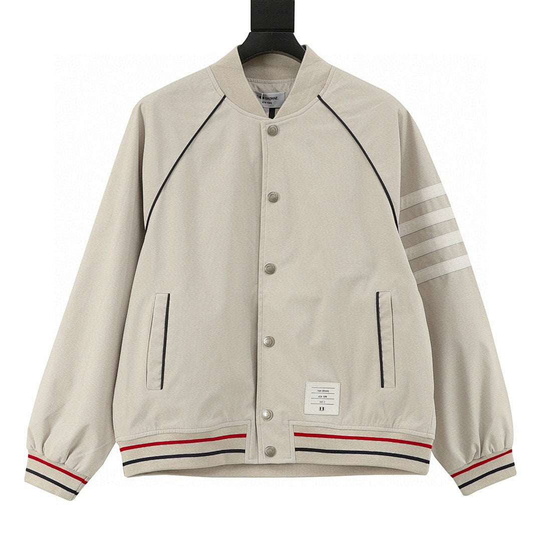 THOM BROWNE Four-Bar Baseball Jacket