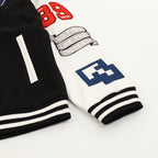 THOM BROWNE Four-Bar Multi-Embroidery Baseball Jacket