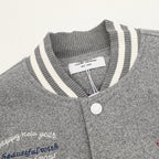 THOM BROWNE Four-Bar Multi-Embroidery Baseball Jacket