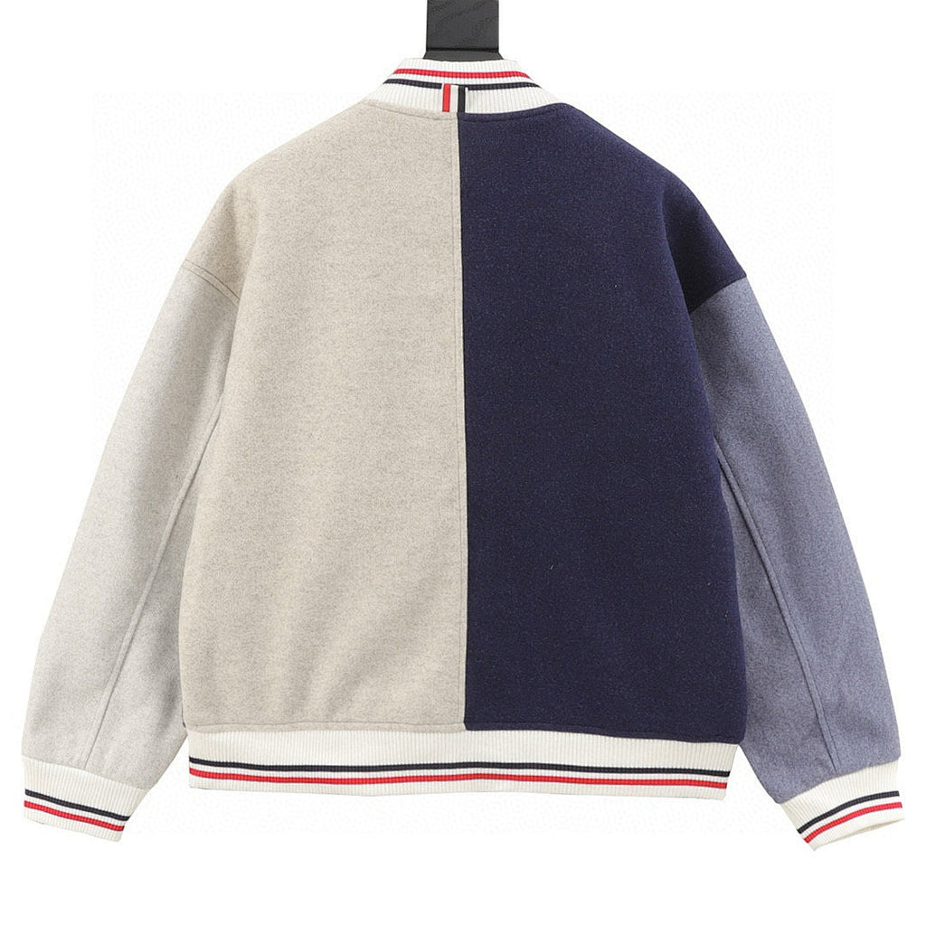THOM BROWNE Two-Tone Colorblock Baseball Jacket