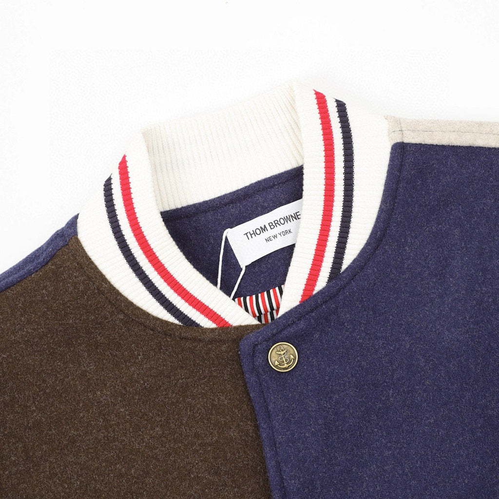 THOM BROWNE Two-Tone Colorblock Baseball Jacket