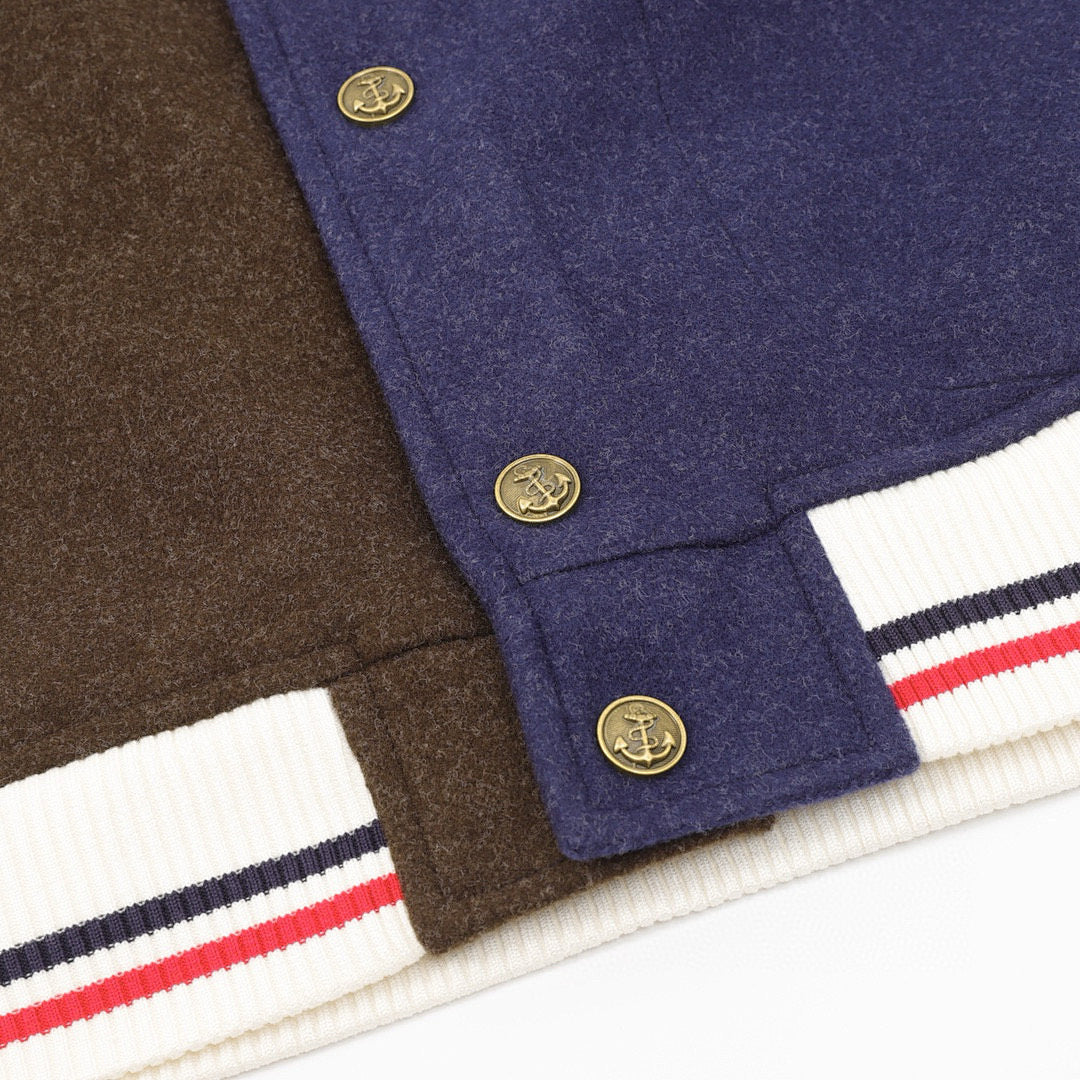 THOM BROWNE Two-Tone Colorblock Baseball Jacket