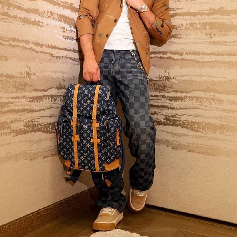 Louis Vuitton Damier-Pattern Denim Skate Trousers