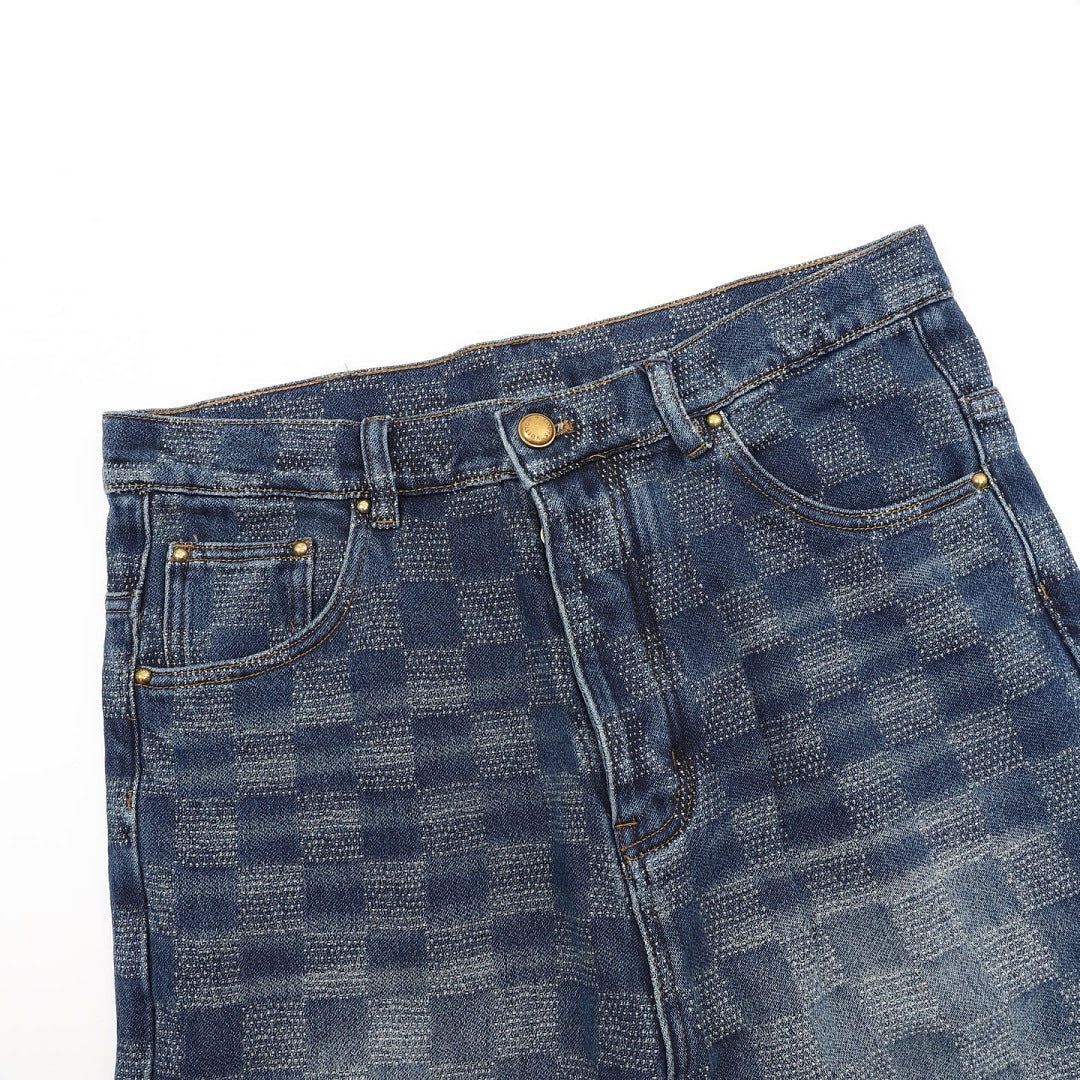 Louis Vuitton Damier-Pattern Denim Skate Trousers