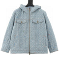 Louis Vuitton All-Over Jacquard Logo Washed & Distressed Cotton Hooded Jacket