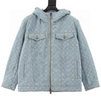 Louis Vuitton All-Over Jacquard Logo Washed & Distressed Cotton Hooded Jacket