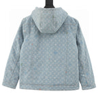 Louis Vuitton All-Over Jacquard Logo Washed & Distressed Cotton Hooded Jacket