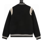 SAINT LAURENT PARIS Classic Leather-Trim Baseball Collar Jacket