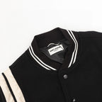 SAINT LAURENT PARIS Classic Leather-Trim Baseball Collar Jacket