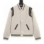 SAINT LAURENT PARIS Classic Leather-Trim Baseball Collar Jacket