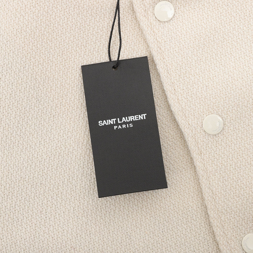 SAINT LAURENT PARIS Classic Leather-Trim Baseball Collar Jacket