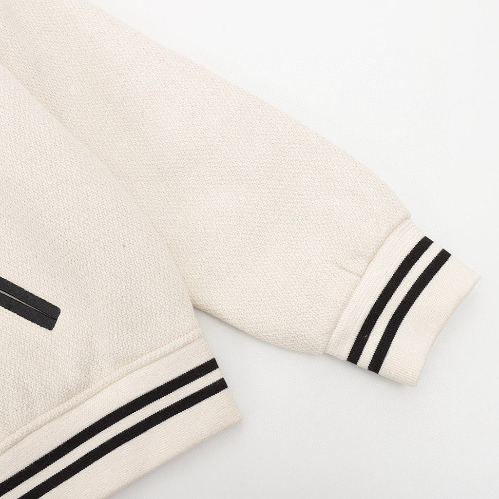 SAINT LAURENT PARIS Classic Leather-Trim Baseball Collar Jacket