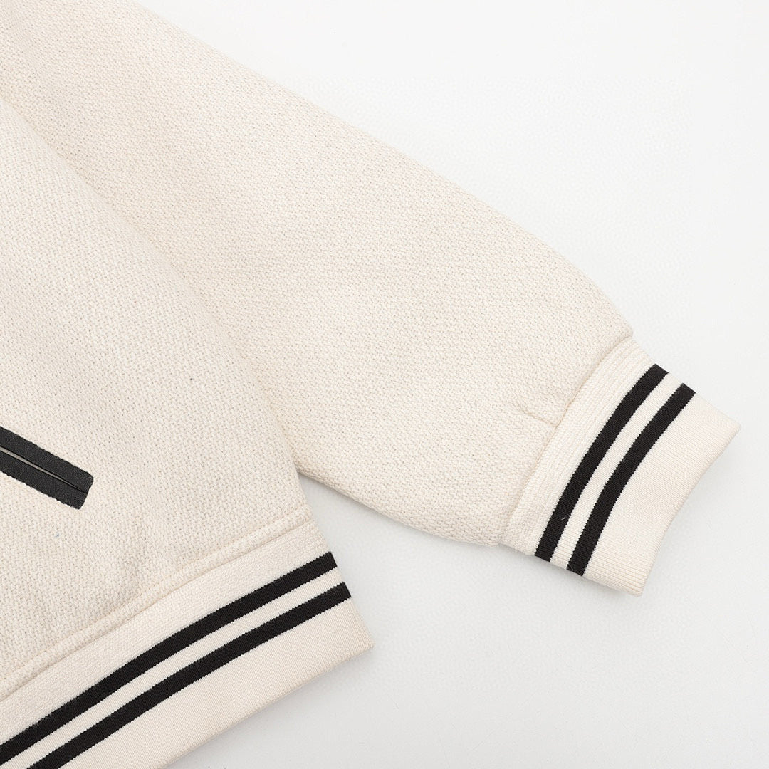 SAINT LAURENT PARIS Classic Leather-Trim Baseball Collar Jacket