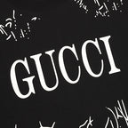 GUCCI 2026 New Arrival: All-Over Digital Print Short-Sleeve T-Shirt featuring Branch-Motif Lettering Logo