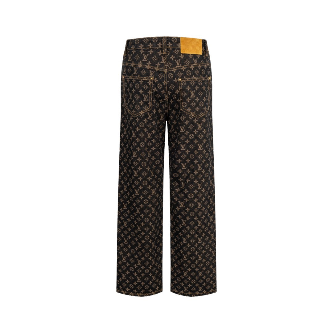 LOUIS VUITTON Monogram Wide-Leg Denim Jeans
