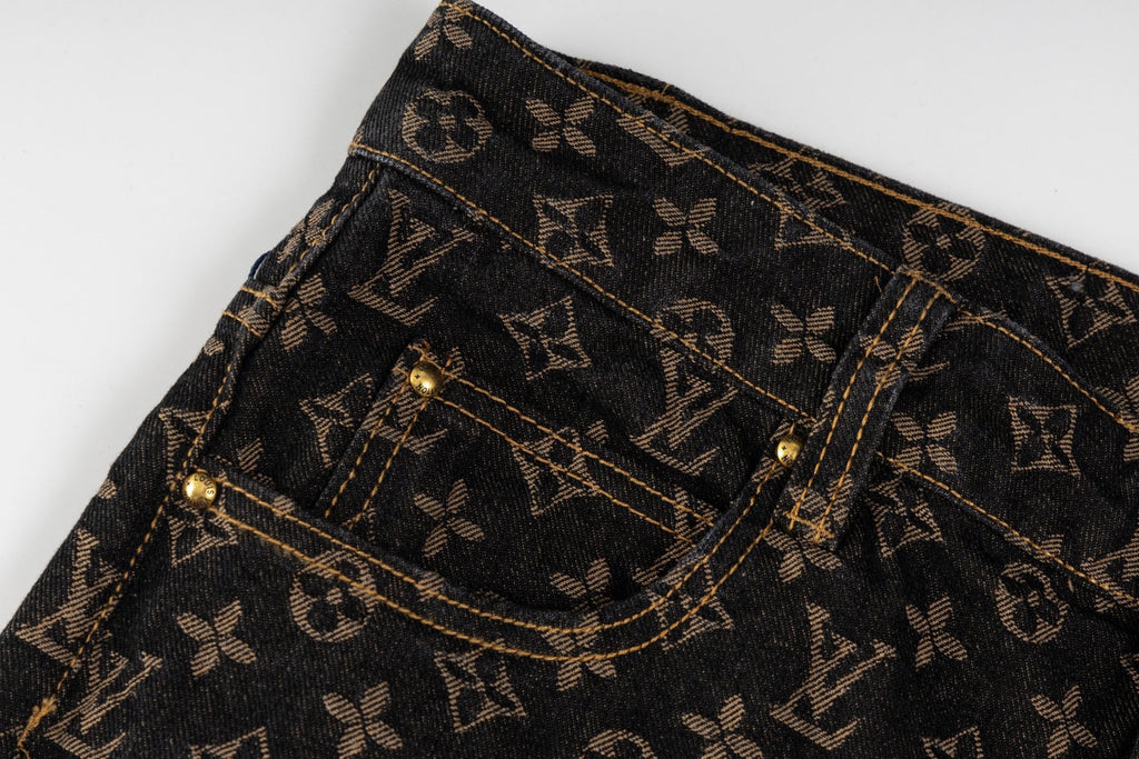 LOUIS VUITTON Monogram Wide-Leg Denim Jeans