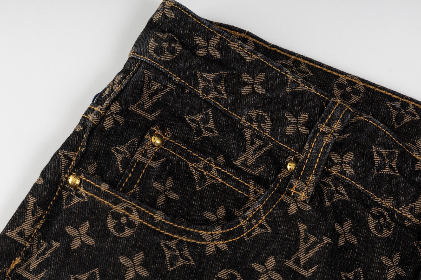 LOUIS VUITTON Monogram Wide-Leg Denim Jeans