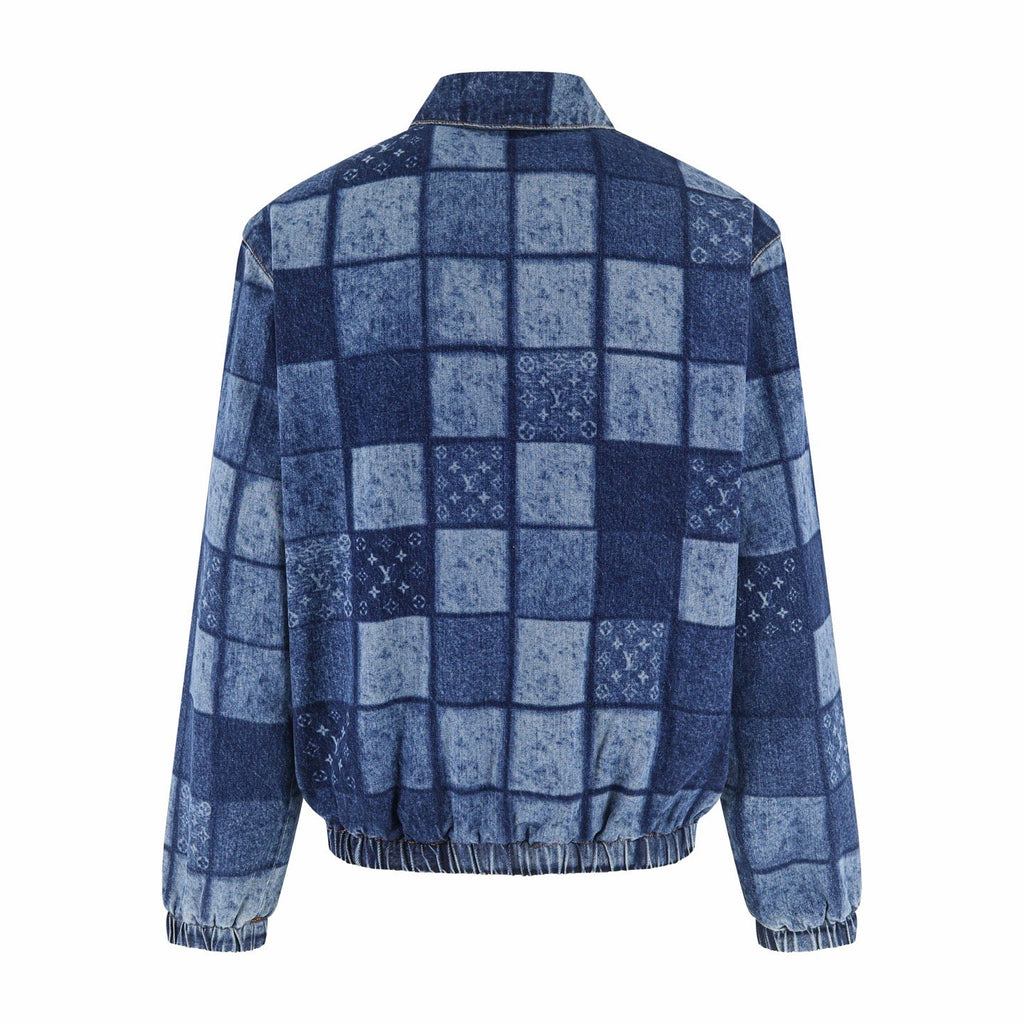LOUIS VUITTON Monogram Patchwork Denim Harrington Jacket