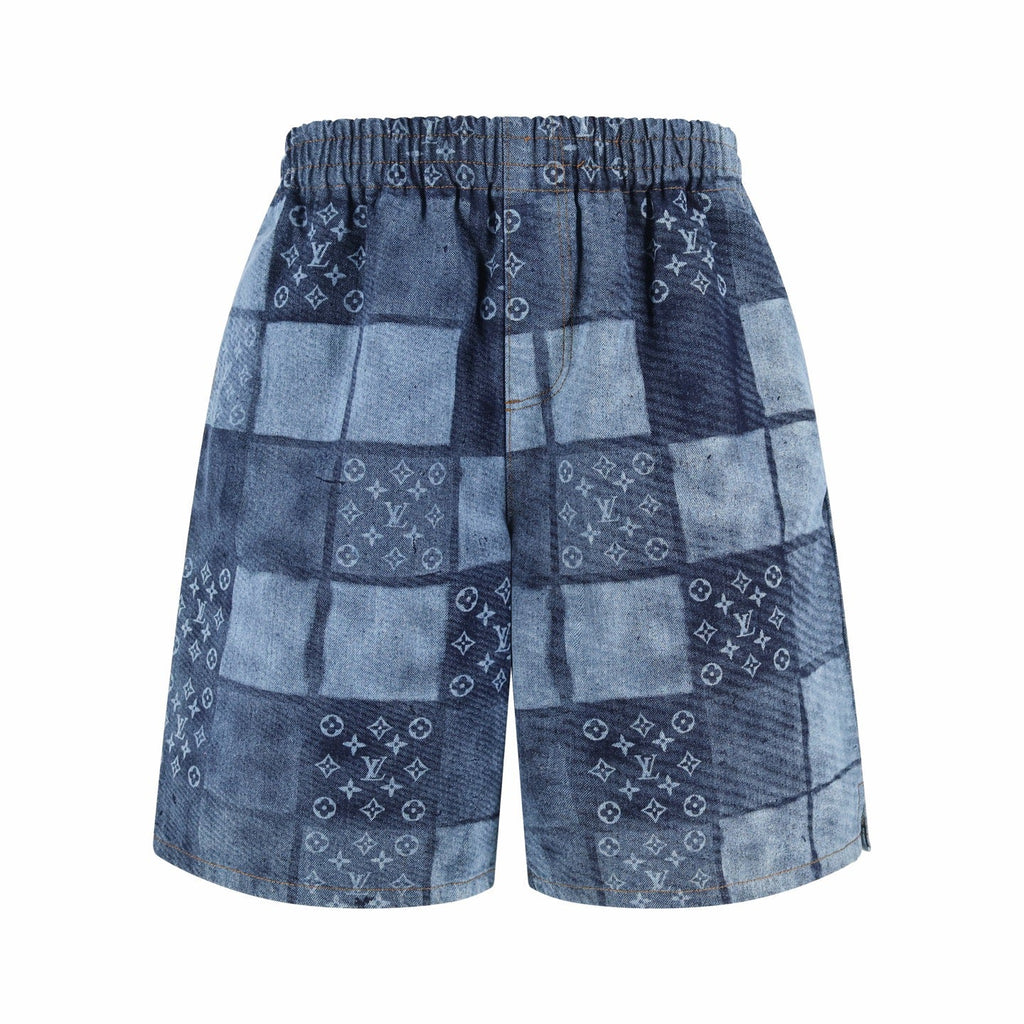 LOUIS VUITTON Monogram Patchwork Denim Shorts