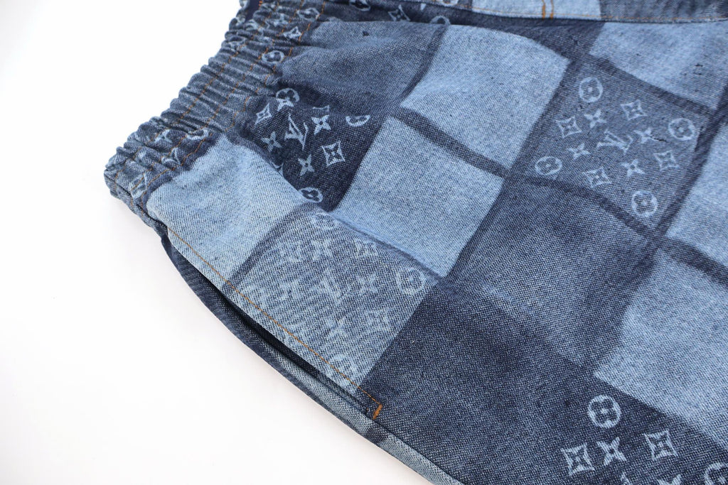 LOUIS VUITTON Monogram Patchwork Denim Shorts