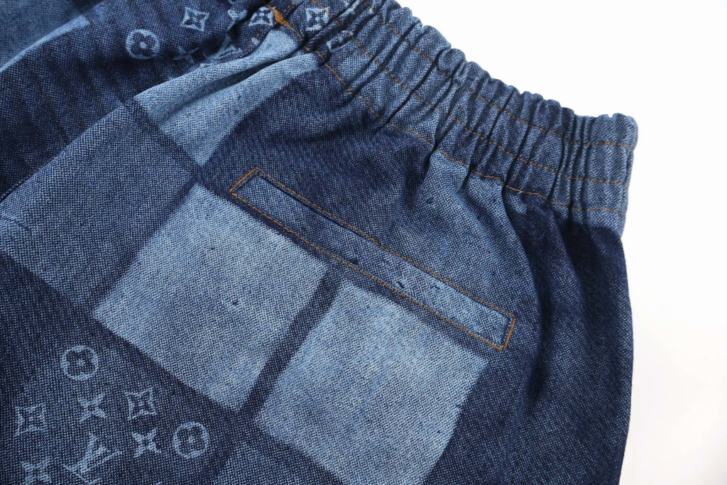LOUIS VUITTON Monogram Patchwork Denim Shorts