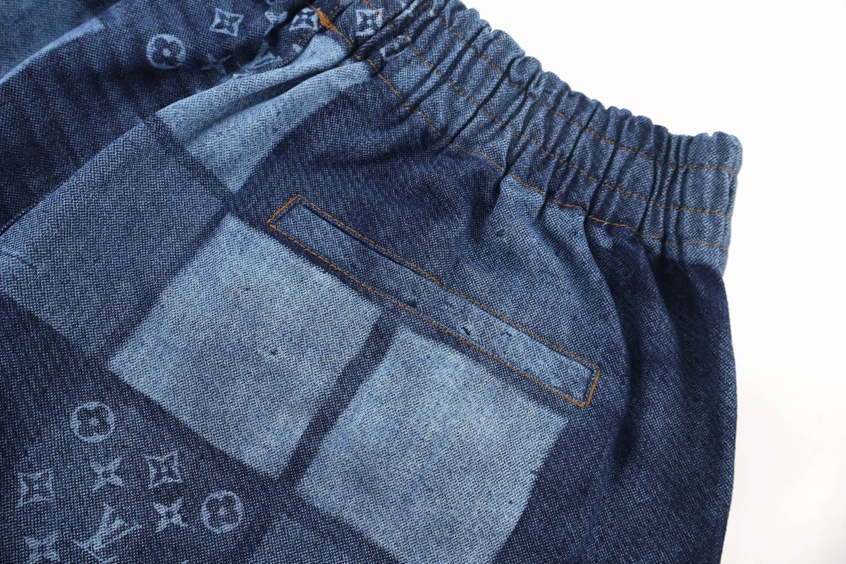 LOUIS VUITTON Monogram Patchwork Denim Shorts
