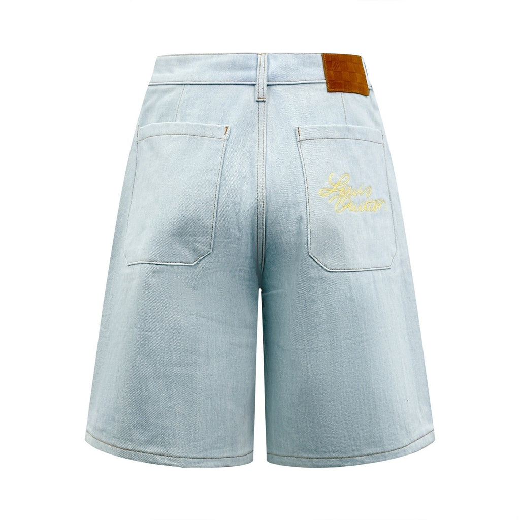 LOUIS VUITTON Star Rivet Cargo Denim Shorts