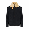 LOUIS VUITTON Shearling Collar Ribbed Knit Bomber Jacket