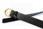Dior Black Calfskin Belt with Gold Buckle