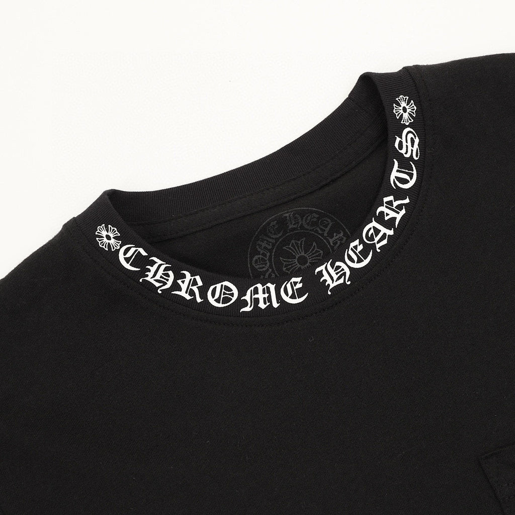Chrome Hearts Short-Sleeve T-Shirt with Sanskrit Lettering Print at the Neckline