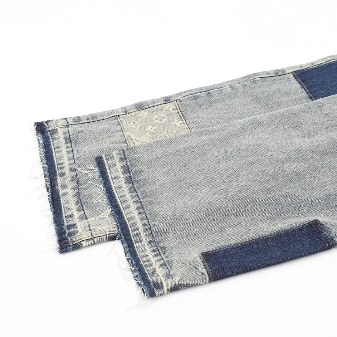 Louis Vuitton Distressed Patchwork Denim Trousers