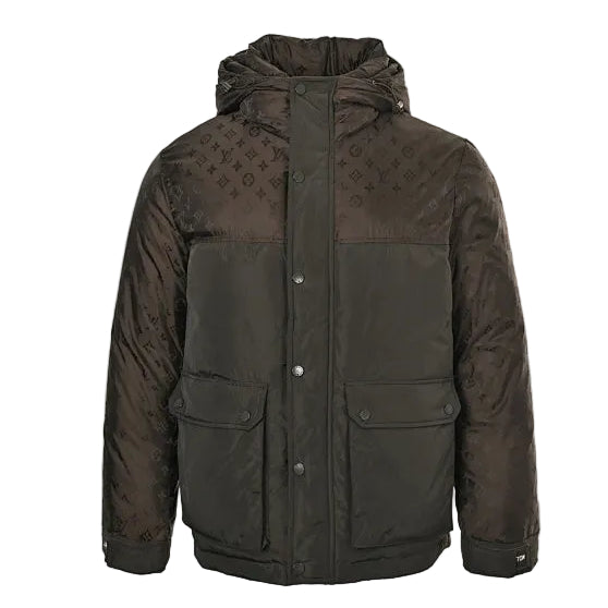 Louis Vuitton Monogram Patchwork Hooded Down Jacket