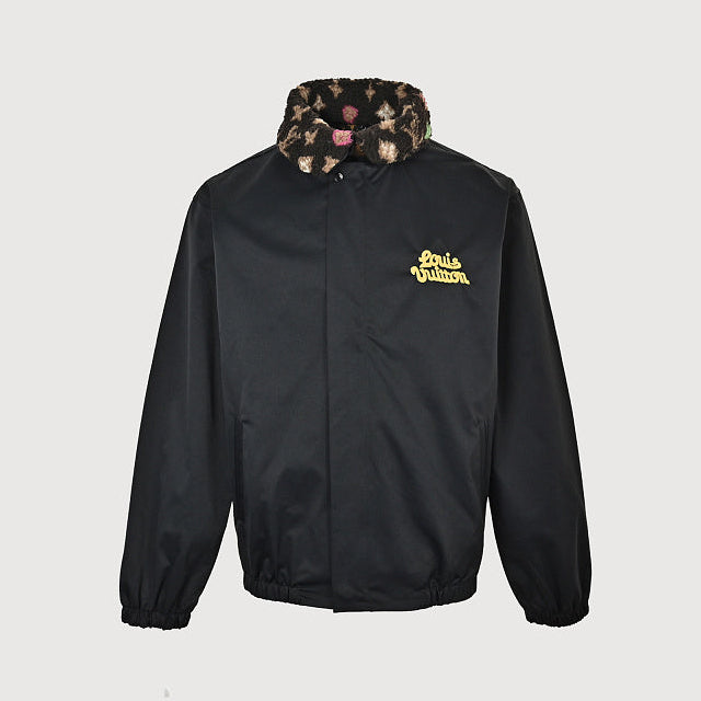 LOUIS VUITTON × Tyler the Creator Black Harrington Jacket with Monogram Sherpa Collar