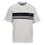 Prada Striped Panel T-Shirt with Triangle Logo