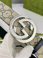 Gucci Classic Men's Belt — Gold Buckle & Silver Buckle