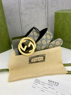 Gucci Classic Men's Belt — Gold Buckle & Silver Buckle