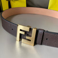 Fendi Men's Textured Belt with Gold-Tone FF Buckle