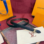 Louis Vuitton-Style Women's Belt — A stylish leather belt featuring a metal buckle, perfect for daily commutes, office wear, and parties; an excellent gift choice for Mother's Day or Valentine's Day.