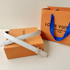 Louis Vuitton-Style Women's Belt — A stylish leather belt featuring a metal buckle, perfect for daily commutes, office wear, and parties; an excellent gift choice for Mother's Day or Valentine's Day.