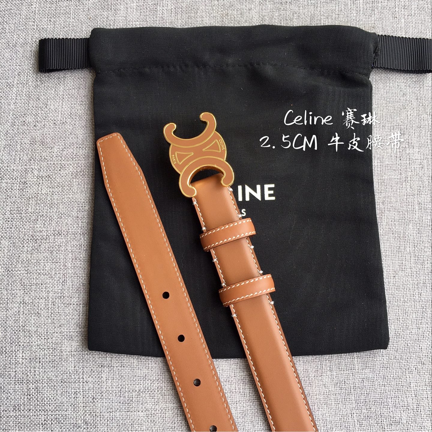 Authentic Celine Women‘s Leather Belt – Triomphe Buckle