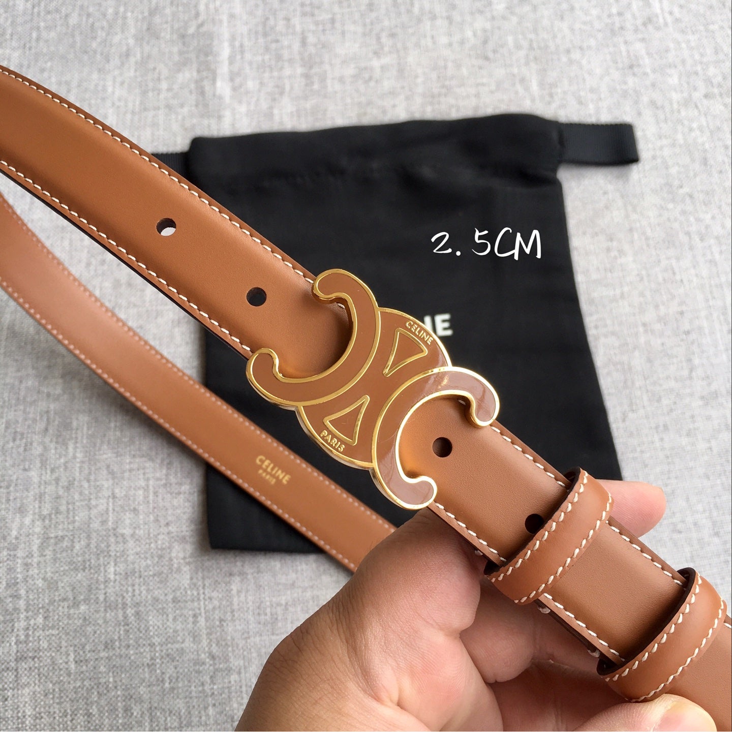 Authentic Celine Women‘s Leather Belt – Triomphe Buckle