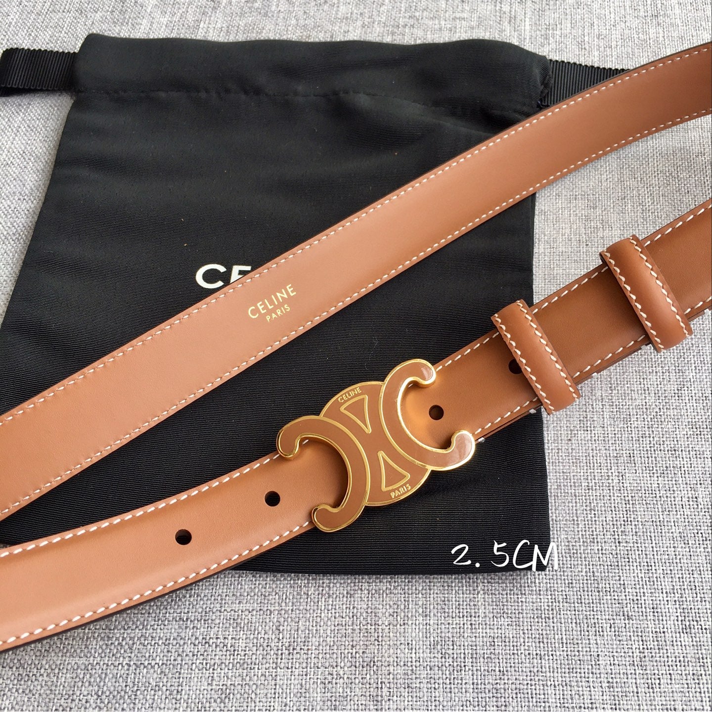 Authentic Celine Women‘s Leather Belt – Triomphe Buckle
