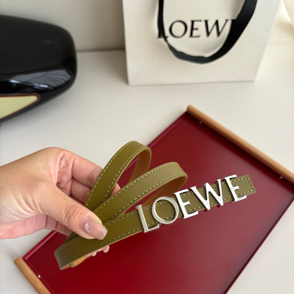 Loewe Women’s Leather Belt Anagram Buckle Classic Dress Waist Belt for Jeans Trousers Coat Casual Formal